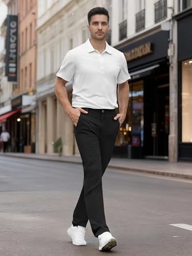 SEVEGO 30"/32"/34"/36"/38" Inseam Men's Tall Hiking Pants Quick Dry Outdoor Waterproof Golf Cargo Pants with 3 Pockets 36"，Black，L