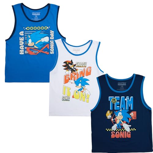 Bioworld Sonic The Hedgehog Value 3-Pack of Youth Boy's Sleeveless Muscle Shirts