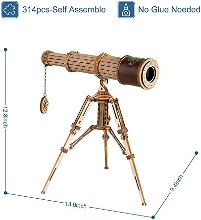 RoWood 3D Wooden Puzzles Monocular Telescope, Wooden Model Building Science Kit, Creative Gift for Adults