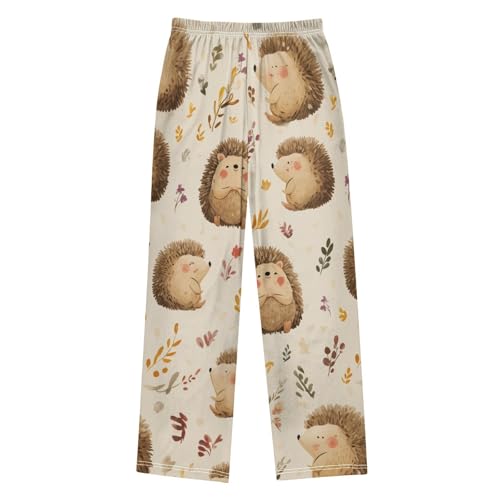 ZZXXB Hedgehog Autumn Leaves Boys Long Pants Soft Trousers Elastic Waist Kids Lounge Bottoms with Pockets S-XL2