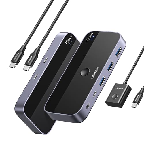 Switch USB C 3.2 10Gbps 4 porte Switcher 2 Ingressi 4 Uscite 2 PC KVM Interruttore con Controller Desktop e 2 Cavi Tipo C Inclusi per Tastiera Mouse Stampante Hard Disk Scanner - Hub USB - Immagine 7