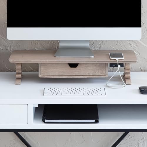 Anji Mountain Monitor Stand - Desktop Organizer & Laptop Riser, Ergonomic Monitor Riser, Space-Saving Monitor Stand for Desk, Durable Construction, Easy Assembly, Ideal for Home & Office,Biscotti
