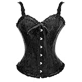 SUOSDEY Corset Tops for Women Vintage Floral Lace Up Corset Gothic Overbust Corset Bustier Lingerie Waist Push Up Shapewear with Detachable Straps