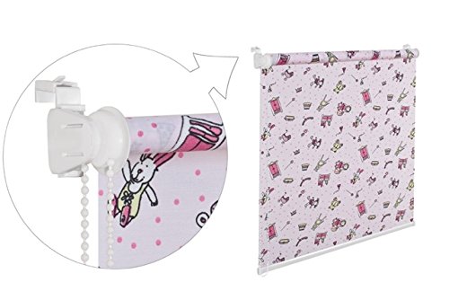 KS Handel 24 KINDERFENSTERROLLO SPIELZIMMER 60 cm BREIT 150 cm LANG ROSA VERDUNKLUNG 50% SICHTSCHUTZROLLO INKL. SEILZUG FENSTERROLLO KLEMMROLLO 60x150 cm KINDERROLLO