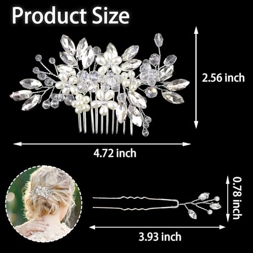Accesorios de cabello para bodas con peine y alfileras miniatura 3