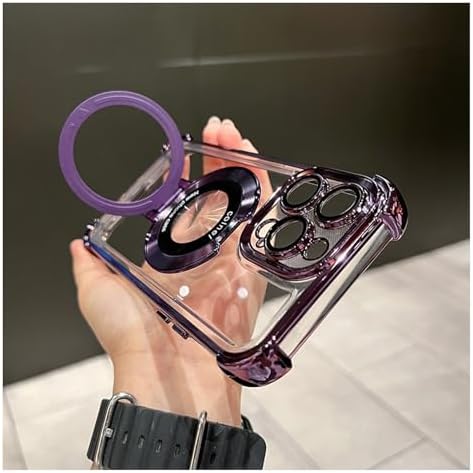 PUFE Funda anticaída para iPhone con soporte de anillo invisible, funda de teléfono con cojín de aire de 4 esquinas para iPhone 11, 12, 13, 14, 15