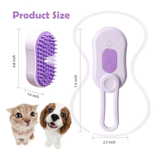 Cat Steam Brush, Rechargeable Pet Steam Grooming Brush with Collapsible Handle, Cat Brushes for Indoor Cats, Cat Water Brush, Detangling and Removing Loose Hair, includes Charging Cable-rF4ApaRQ