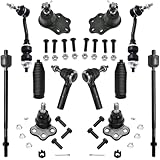 Detroit Axle - 2WD Front 12pc Suspension Kit for 00-04 Dodge Dakota, 00-03 Durango, 4 Upper & Lower Ball Joints, 4 Inner & Outer Tie Rods, 2 Sway Bar Links, 2 Boots, 2000 2001 2002 2003 Replacement
