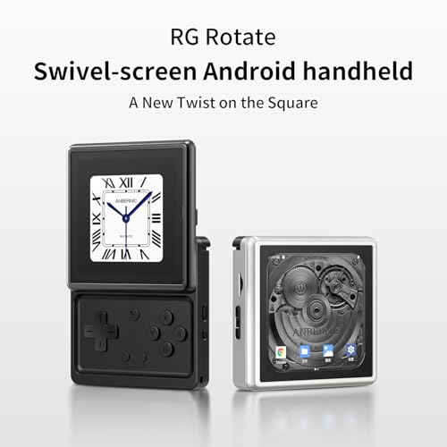 Image of RG Rotate Retro Handheld Game Console, 3.5 inch Swivel Screen Android Portable Player, Unisoc T618 Chip 3GB+32GB, 2000mAh Battery, Aluminum Alloy + Plastic (Anbernic RG Rotate-Polar Black-NEW)