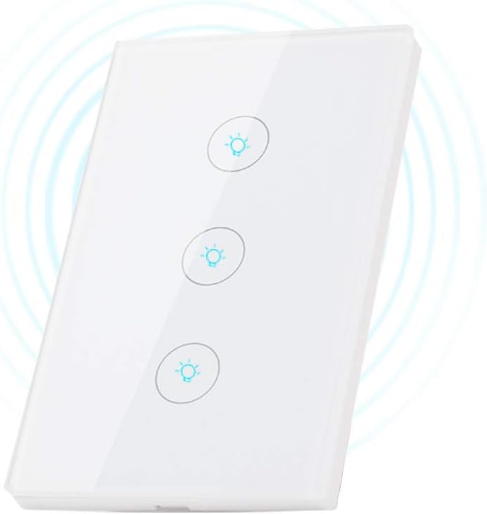 Smart Switch,HiOrange Wi-Fi Touch Light Switch Compatible with Amazon Alexa and Google Assistant,Easy In-Wall Installation, Remote Control,Timing Function with Android & iOS (3 switches on 1 gang)