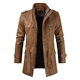 FRAUIT Cappotto Uomo in Pelle Giacca Ragazzo Elegante Slim Fit Giubbotto Moto Giacche Uomini Invernali Primavera Giacca A Vento Cappotti Parka Giubbini