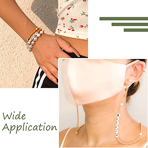 PandaHall 500pcs Acrylic Flat Round Alphabet Beads 7mm White Disc Coin Vowel Letters Spacer Loose Beads with Letter A E I O U for Jewelry Beading Making Art Craft DIY Bracelets - Image 4