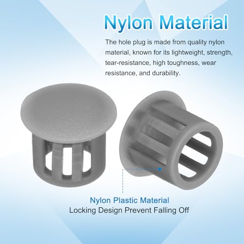 Image of uxcell 100pcs Nylon Plastic Hole Plugs, 2 /5 inch (10mm) Round Drill Screw Hole Plugs Covers, Deep Grey