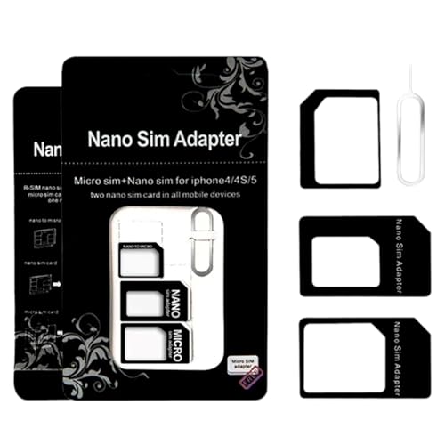 FLLAGG20 3X Kit 4 in 1 SIM Adapter Von Nano auf Micro SIM Karte Nano Micro Simkarten Mobilgeräte (Nano auf Micro, Micro auf Standard, Nano auf Standard) + Clip Universellen