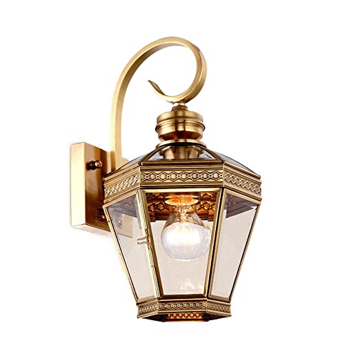 CHUNGYANG Lámpara de pared moderna y creativa, accesorios de farol de pared exterior con pantalla de vidrio transparente, aplique de pared para interiores y exteriores, enchufe E26, linterna de pared