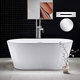 WOODBRIDGE 59' Freestanding White Acylic Soaking Bathtub with Chrome Drain and Overflow, BTA1514-C
