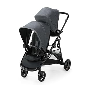 Graco Ready2Grow 2.0 Double Stroller, Twin Baby Stroller Features Bench Seat and Standing Platform Options, Compact Fold Perfect for Baby Travel, Rafa