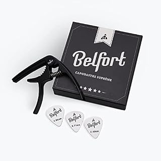 BELFORT® Oryginalny kapodaster QuickPitch do gitary + 3 kostki + gratis eBook  Dziecinnie łatwa obsługa  Capo do gitary  gitara westernowa, akustyczna, koncertowa, elektryczna i ukulele