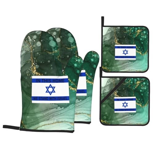 YVNUM Israel Support Oven Mitts & Pot Holders Set, 4pcs