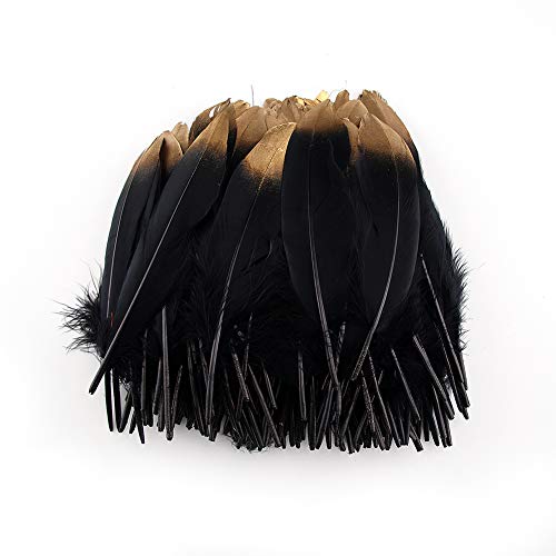 Sowder Natural Goose Feathers Clothing Accessories Pack of 50 (Gold Dipped Black)