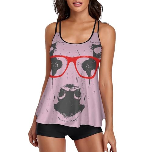 Maillot de bain tankini femme avec robe fluide et shorty couvrant confortable