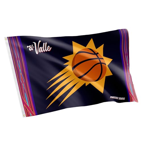 Desert Cactus Phoenix Suns Flag NBA 100% Polyester Indoor Outdoor 3x5 feet National Basketball Association Team Flags (Flag City Edition 2023 B)