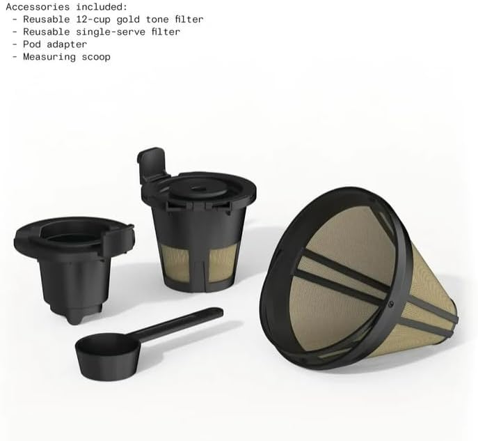 Beauti Multi Brew 12 Cup Programmable Drip & Single Serve Coffee Maker, Versatile Brewing (6oz, 8oz, 10oz, 12oz, 14oz), Pods or Ground, Over Ice option, Keep Warm mode (Porcini)