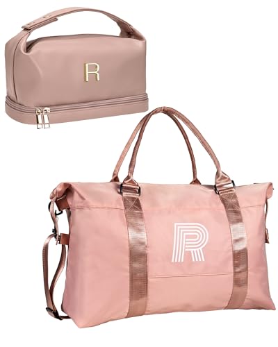 Personalized Makeup Bag + Initial Travel Duffel Bag