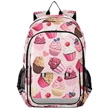 Zaino per computer portatile per bambini rosa Cupcakes Bacche High Middle School Casual Daypack Daily Travel Laptop Bag, A250