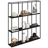 HOMCOM Étagère Murale Industrielle avec 9 Compartiments, Étagère Modulaire en Métal pour Objets de Collection, Décoration Intérieure pour Salon, Chambre et Bureau, Noir