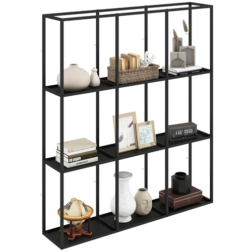 HOMCOM Wandregal, Industrielles Wandboard Metallregal mit 9 Fächern Modulares Bücherregal Dekoregal für Wohnzimmer, Schlafzimmer und Büro, 87,5 x 18 x 100 cm, Schwarz