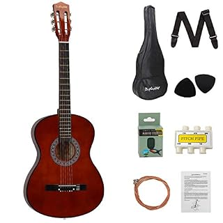Dawoo Guitare Acoustique 38 Pouces, Ensemble Guitare Débutant Music Lovers (Marron) - Les Beatles, Paul McCartney, John Lennon, RIngo Starr, George Harrison