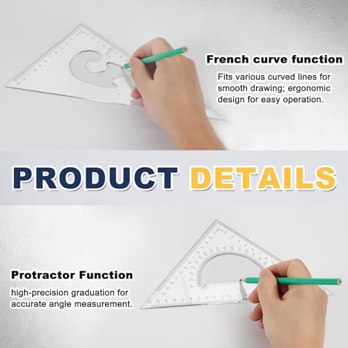 Règles triangulaires 45 cm transparentes pour grand dessin et patchwork