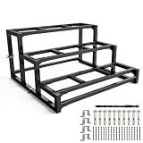 Peldaño de acero de 3 escalones, soportes independientes para escaleras interiores y exteriores.(Ancho 60 cm)