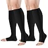 Open Toe Compression Socks – 2 Pairs Toeless Compression Socks for Women and Men (A – BLACK, XX-Large(2 Pairs))