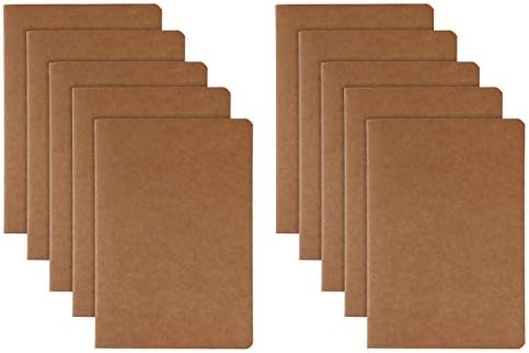 RIANCY Soft Cover Journal Pack, Blank Unlined Notebook, B5 Size, 10 x 7 Inch, Traveler's Journal Inserts Refills, Kraft Brown Cover for Use as Journal, Skechbook, Diary and Planners (Blank 10 Pack B5)