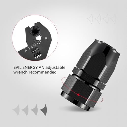 Image of EVIL ENERGY 16AN Hose End Fitting Straight Swivel for CPE Braided Hose Black 2PCS