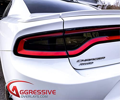 Aggressive Overlays Compatible with Dodge Charger Smoked Taillight Overlays Film Tinted Vinyl Tint Film Black Out (20% Smoked)