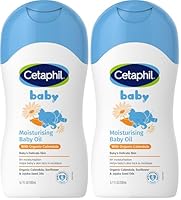 Cetaphil Baby Moisturising Oil with Organic Calendula 200mL, for Face & Body, 8 Hour Hydration, with Almond & Jojoba Oils, Non-Sticky, Hypoallergenic, pH Balanced, Dermatologist Tested, Pack of 2