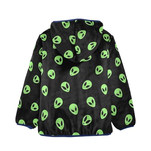 Cartoon Alien Toddler Fleece Jacket Baby Boys Hooded Zipper Long Sleeve Thick Warm Outerwear 3-10 Years2
