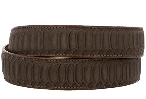 El Presidente Mens Brown Snake Python Print Leather Cowboy Belt Rodeo Buckle2