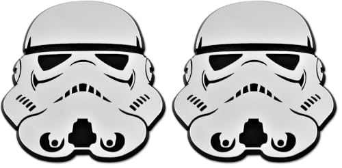 Image of SW Stormtrooper Pilot Helmet Plastic Auto Emblem - [Silver][3'' x 3 1 /4''] (Pack of 2)
