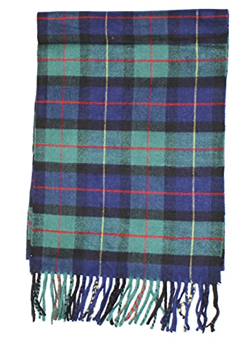 Cirrus Soft Cashmere Feel Plaid Check And Solid Winter Scarf (Blue Green Plaid) #TOP2