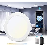 Aigostar Downlight LED Empotrable Inteligente Ultrafina 18W, CCT. Regulable de luz cálida a blanca 3000-6500K, 1380lm. Compatible Alexa y Google Home. Foco Empotrable led: 22 x 3,2 cm alto.