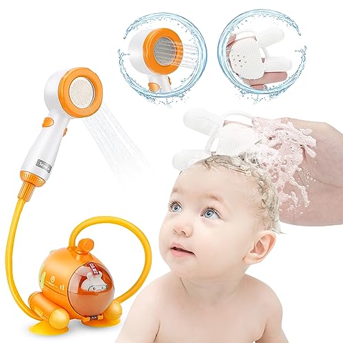Image of Bath Toys Electric Radish Submarine Baby Bath Shower Head Sprayer, Water Toys for Babies Portable Camping Shower Pump for Toddler Kids in Bathtub or Sink(Not Included Batteries)