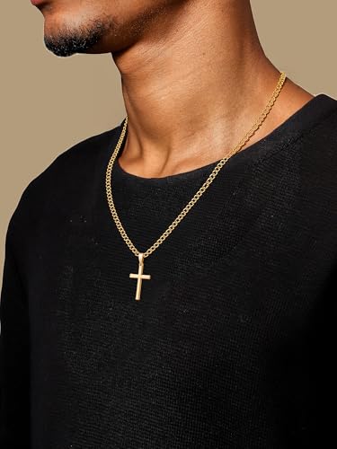 Image of SWEETV 18K Gold Cross Necklace for Men, 925 Sterling Silver Cross Pendant