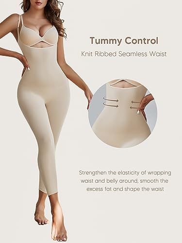 Takusun Feminino Busto Aberto Bodysuit Completo Barriga Controle Shapewear Treino Yoga Macacão Corpo