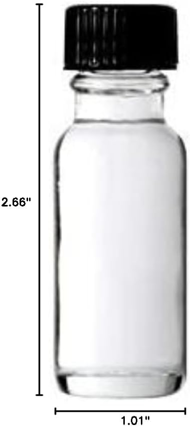 Ananda 72 Pcs, 15ml [1/2 oz] EMPTY Clear Boston Round Glass Bottle with Phenolic Polycone Liner Caps