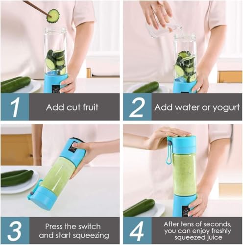 Image of Portable 6-Blade Juicer Blender with Built-In Jar Juice Mixer Bottle, Fruit Juice Machine, USB Rechargeable Personal Size Juicer Grinder for Juices, Kitchen Appliance Milk Shakes (Multi Colour)(S6)