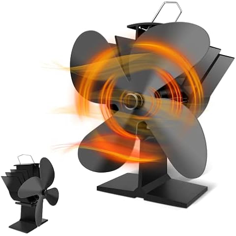 EEASTSTORM Wood Stove Fan Log Burner Fan Silent,Log Burner Accessories,Fireplace Accessories,Fire Fan Small 4 Blades Wood Burner Eco Fans Friendly Circulation for Wood/Log Burner/Fireplace Cover